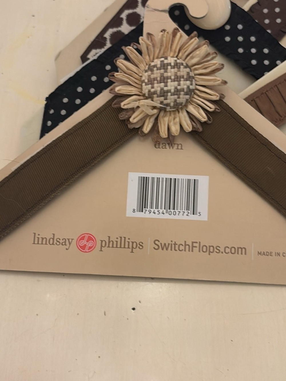 lindsay phillips Tan and Brown Sunflower Flip-Flop Accent